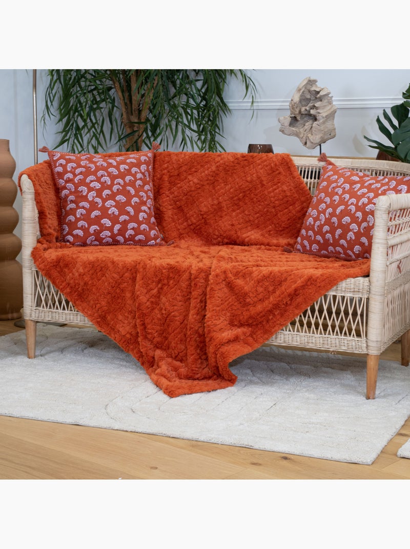 Manta suave con textura Terracota - Kiabi