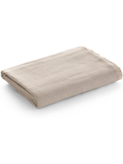 Manta tipo Plaid, tejido texturizado de hilo tintado, con borde rematado - Gamusi - Kiabi