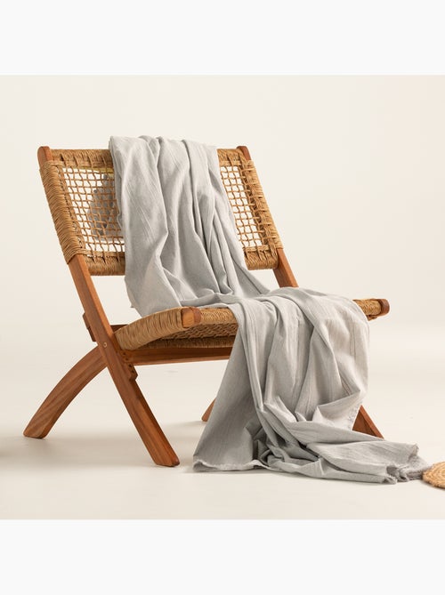 Manta tipo Plaid, tejido texturizado de hilo tintado, con borde rematado - Gamusi - Kiabi Manta tipo Plaid, tejido texturizado de hilo tintado, con borde rematado - Gamusi - Kiabi