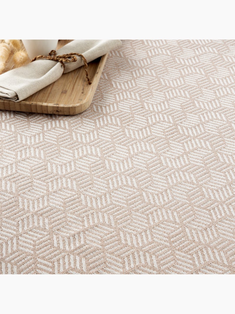 Manta tipo Plaid, tejido texturizado de hilo tintado, con flecos - Gamusi Beige - Kiabi