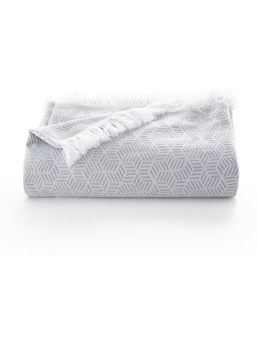 Manta tipo Plaid, tejido texturizado de hilo tintado, con flecos - Gamusi - Kiabi Manta tipo Plaid, tejido texturizado de hilo tintado, con flecos - Gamusi - Kiabi
