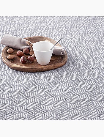 Manta tipo Plaid, tejido texturizado de hilo tintado, con flecos - Gamusi