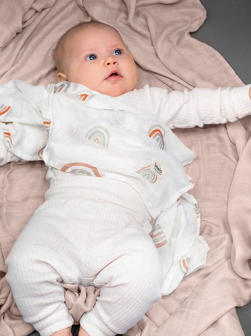 Manta y arrullo de bambú natural para bebé LIONELO - Kiabi