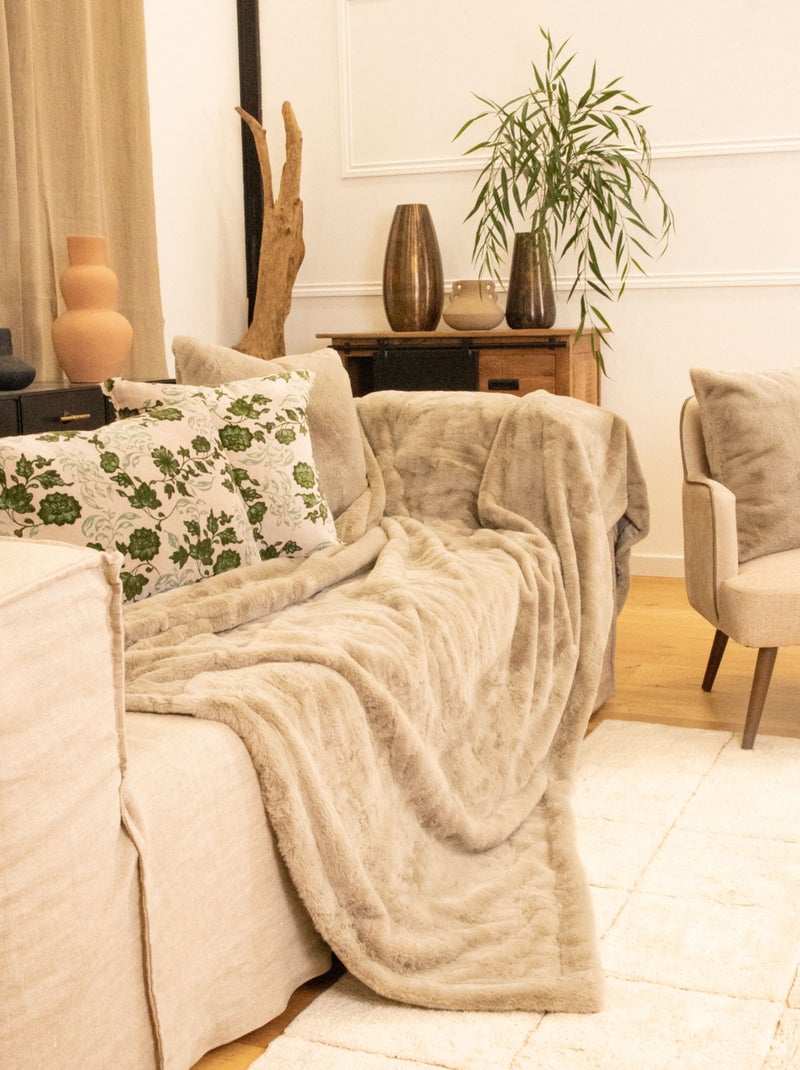 Mantas de forro polar suave Beige concha - Kiabi