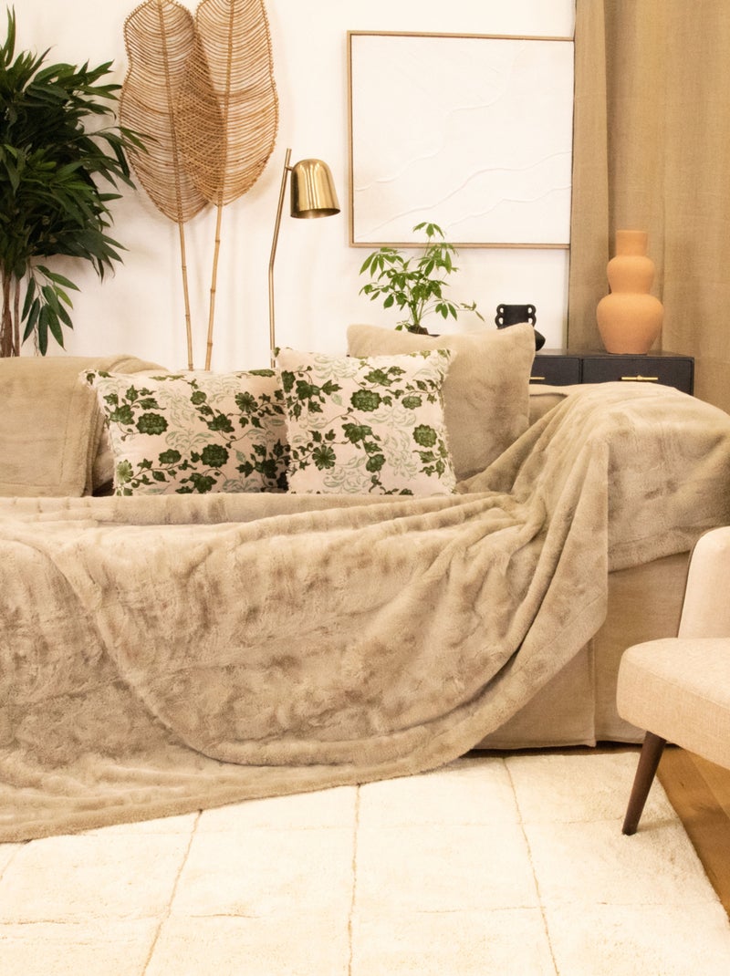 Mantas de forro polar suave Beige concha - Kiabi