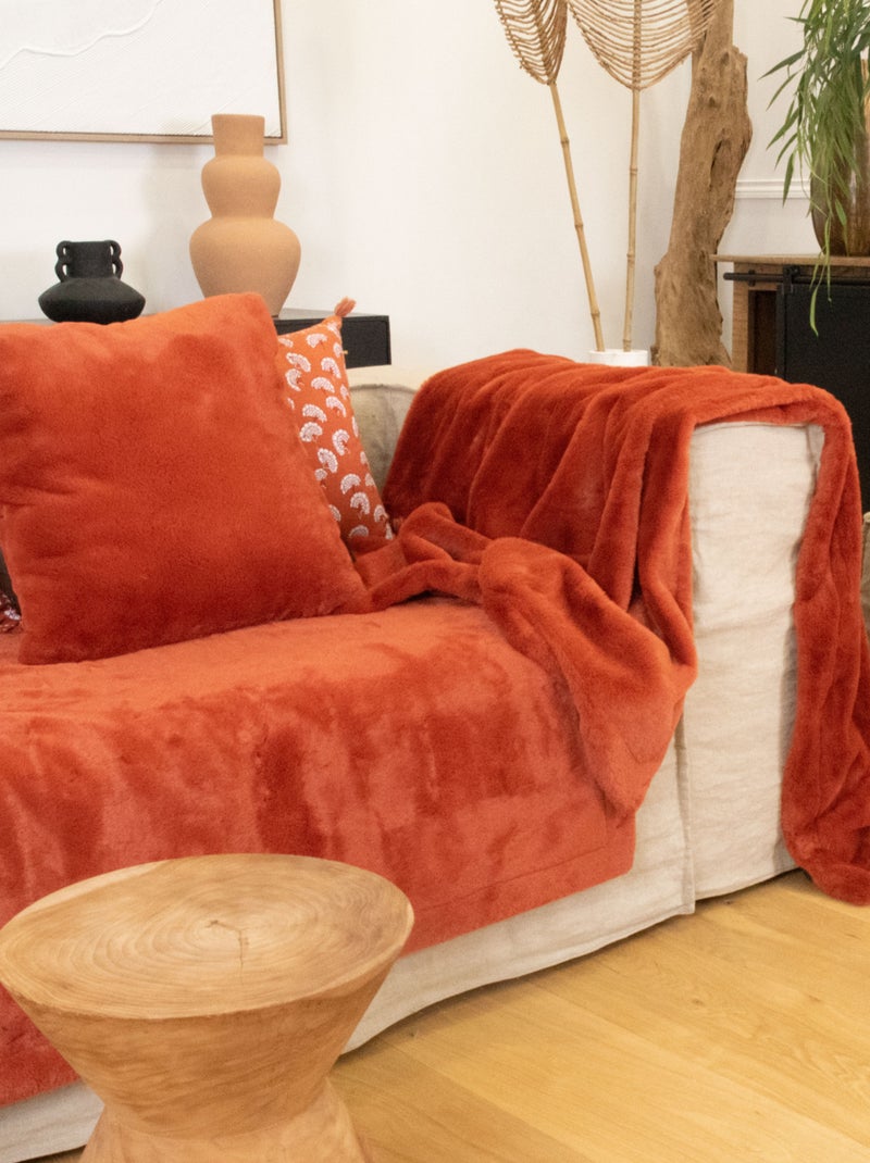 Mantas de forro polar suave Rojo ladrillo - Kiabi