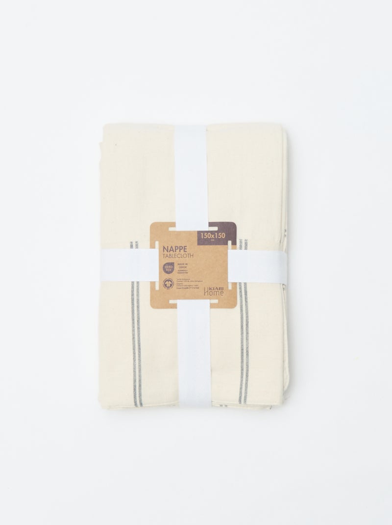 Mantel a rayas de algodón (150x150 cm) - Kiabi Home Beige - Kiabi