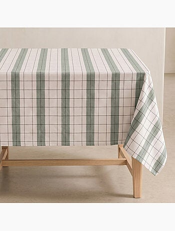 Mantel algodón a rayas con cuadros de hilo tintado en relieve - Gamusi.