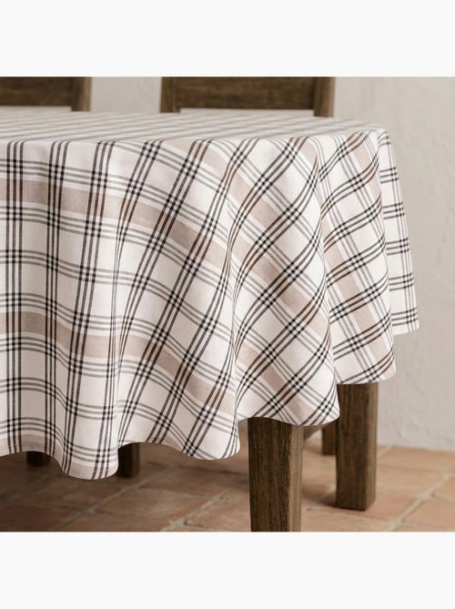 Mantel antimanchas a cuadros y rayas múltiples combinadas, tacto y caída natural - Gamusi. - Kiabi