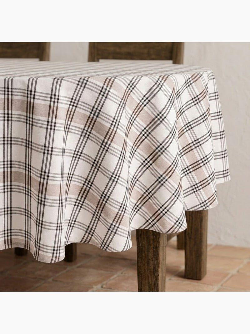 Mantel antimanchas a cuadros y rayas múltiples combinadas, tacto y caída natural - Gamusi. Negro Beige - Kiabi