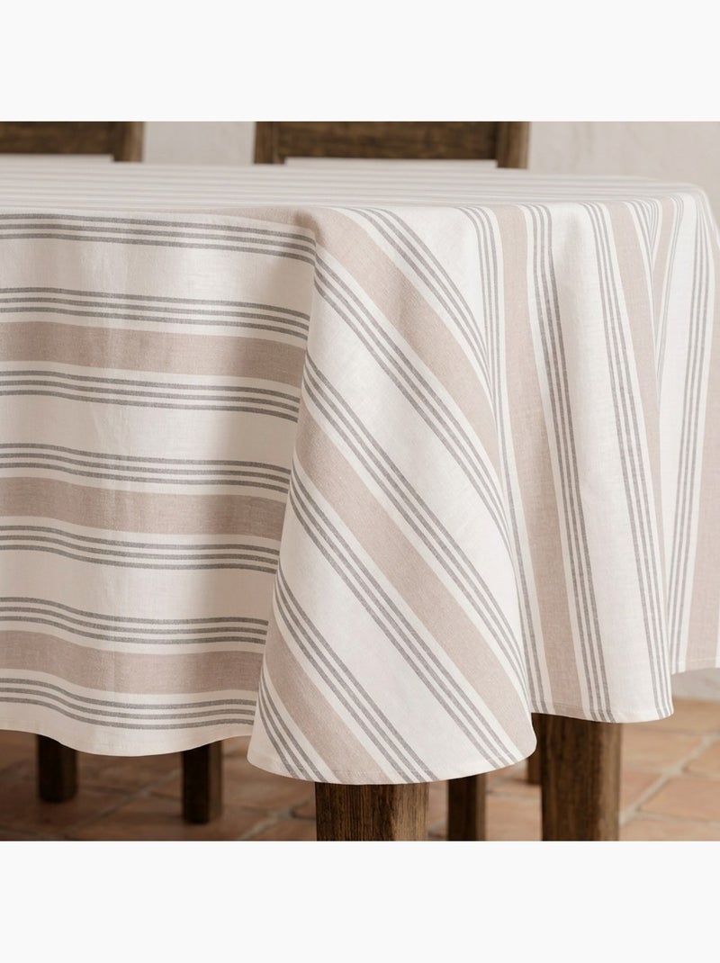 Mantel antimanchas a rayas múltiples, tacto y caída natural - Gamusi. Taupe - Kiabi