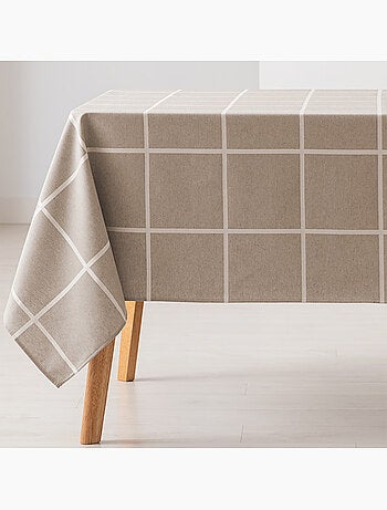 Mantel antimanchas con tejido texturizado, diseño a cuadros grandes - Gamusi.