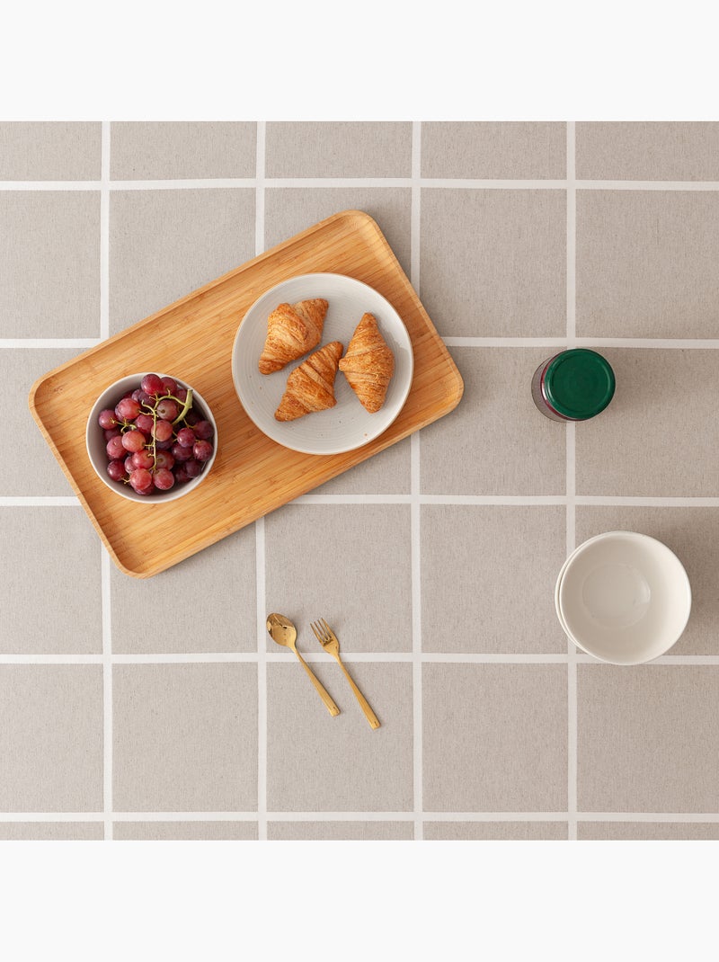 Mantel antimanchas con tejido texturizado, diseño a cuadros grandes -  Gamusi. Beige - Kiabi