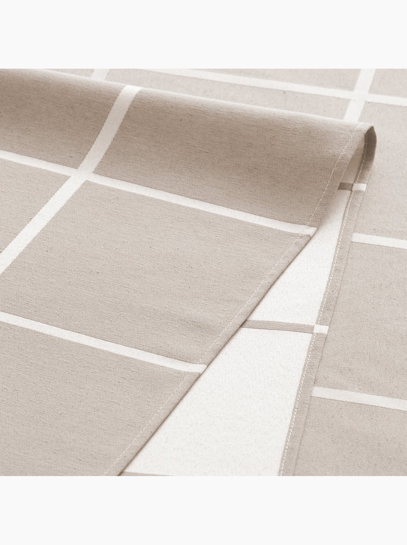 Mantel antimanchas con tejido texturizado, diseño a cuadros grandes -  Gamusi. Beige - Kiabi