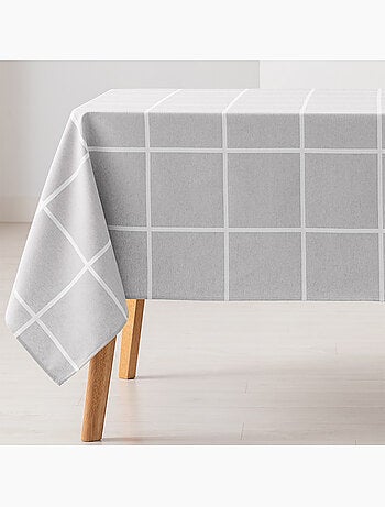 Mantel antimanchas con tejido texturizado, diseño a cuadros grandes - Gamusi.