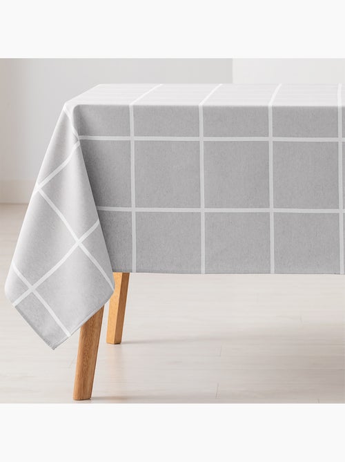 Mantel antimanchas con tejido texturizado, diseño a cuadros grandes -  Gamusi. - Kiabi