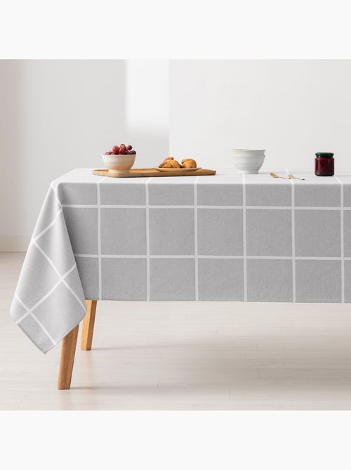 Mantel antimanchas con tejido texturizado, diseño a cuadros grandes -  Gamusi. - Kiabi