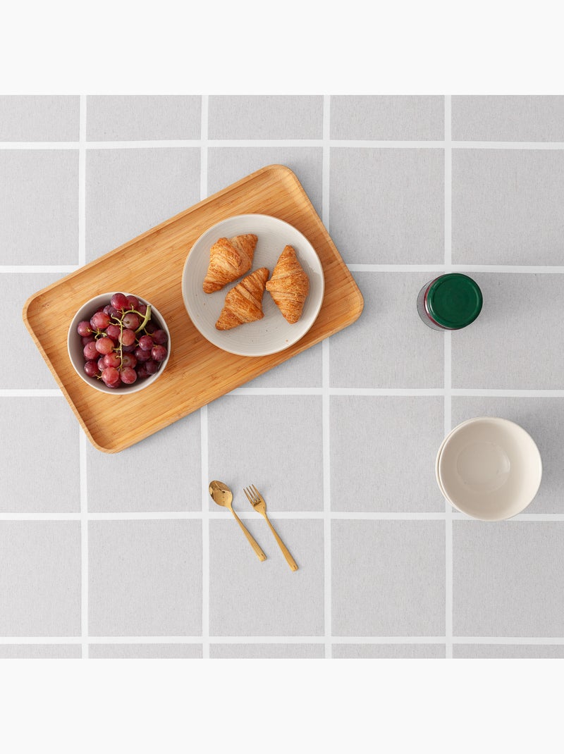 Mantel antimanchas con tejido texturizado, diseño a cuadros grandes -  Gamusi. Gris claro - Kiabi