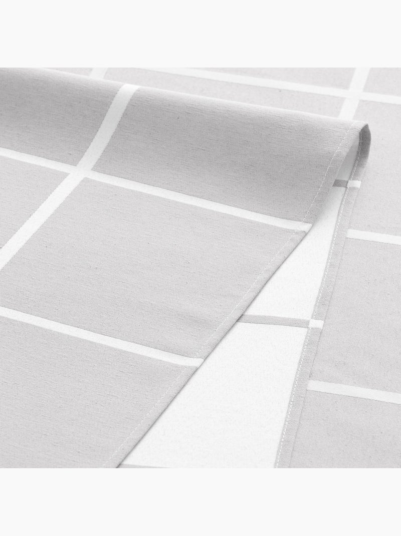 Mantel antimanchas con tejido texturizado, diseño a cuadros grandes -  Gamusi. Gris claro - Kiabi
