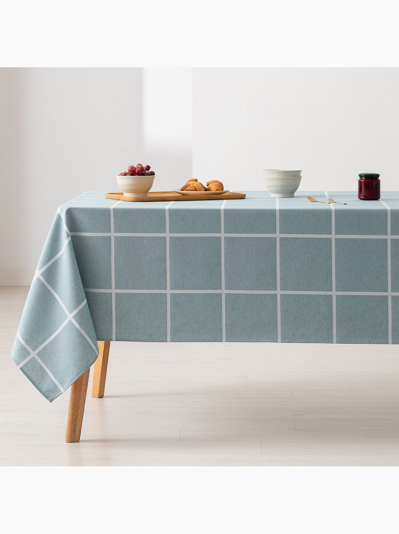 Mantel antimanchas con tejido texturizado, diseño a cuadros grandes -  Gamusi. Verde agua - Kiabi