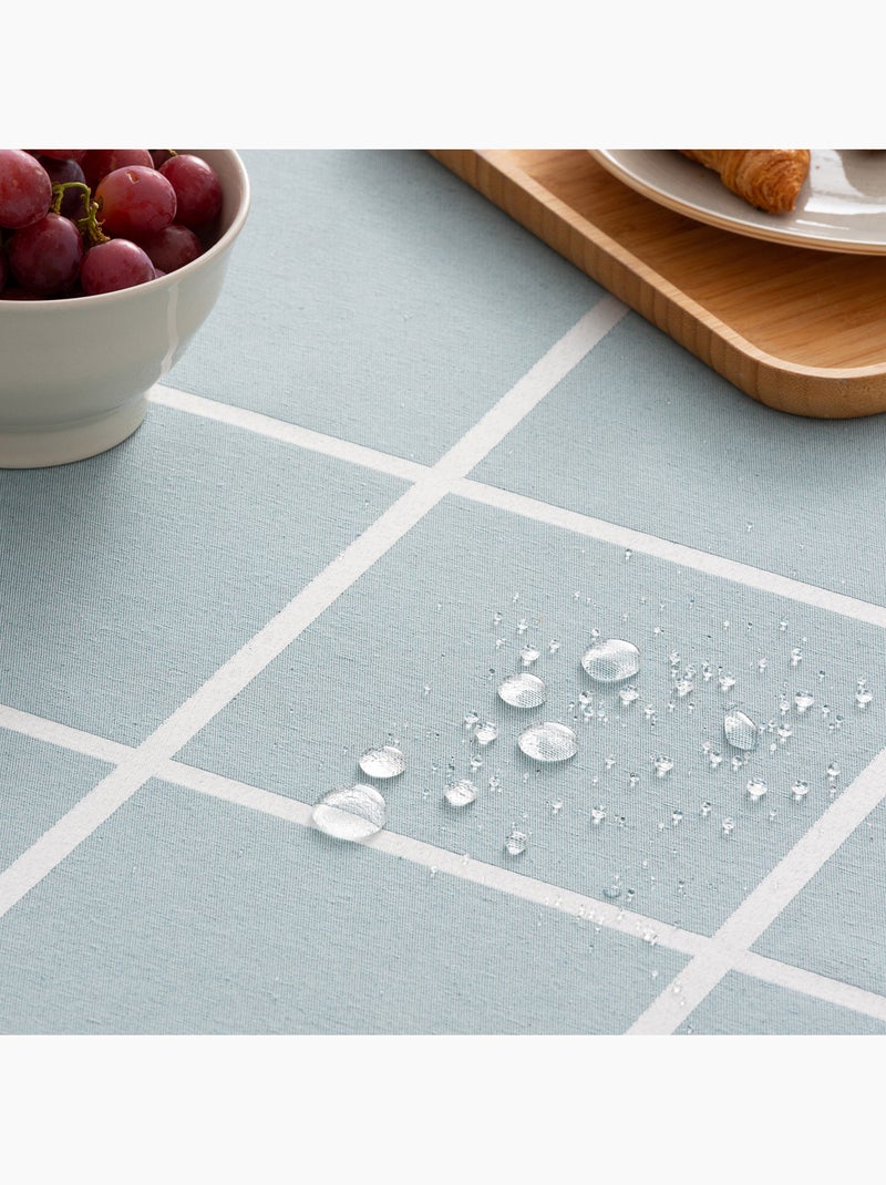 Mantel antimanchas con tejido texturizado, diseño a cuadros grandes -  Gamusi. Verde agua - Kiabi