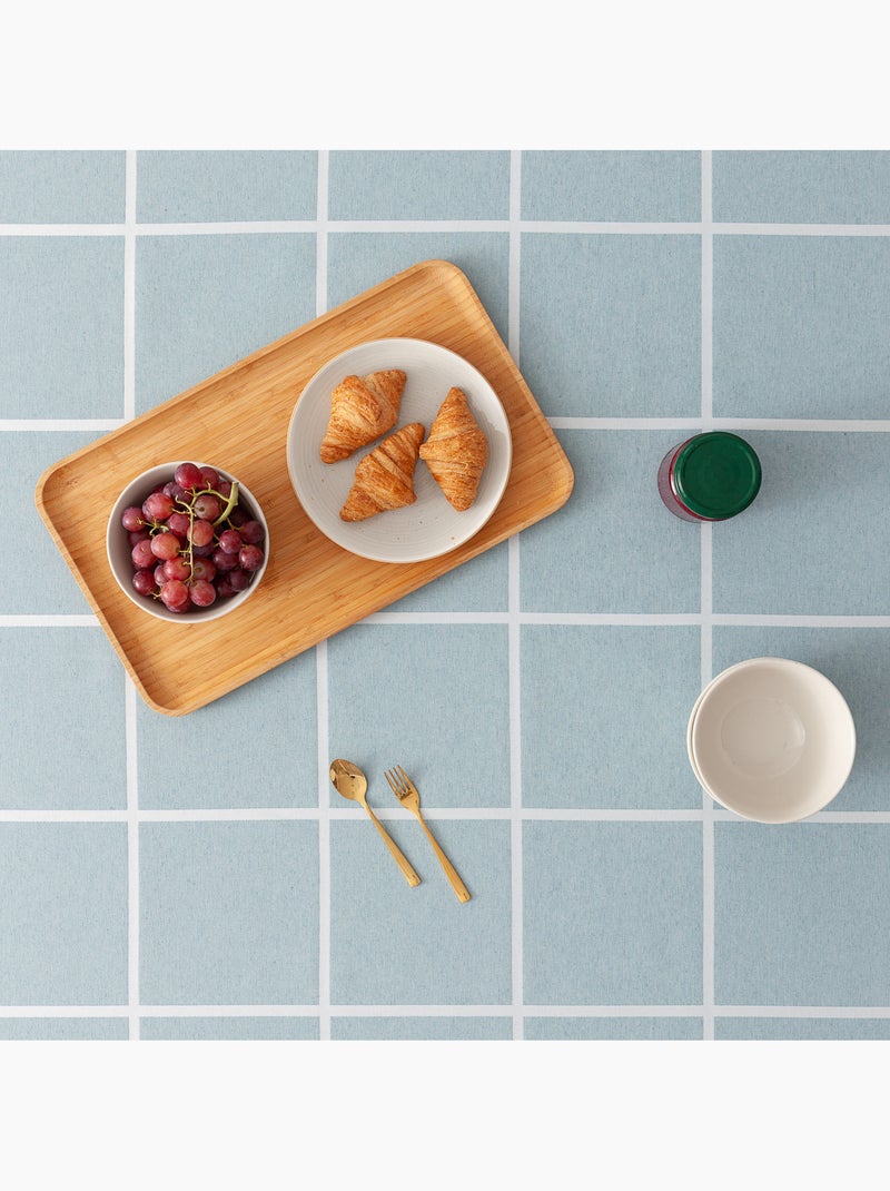 Mantel antimanchas con tejido texturizado, diseño a cuadros grandes -  Gamusi. Verde agua - Kiabi