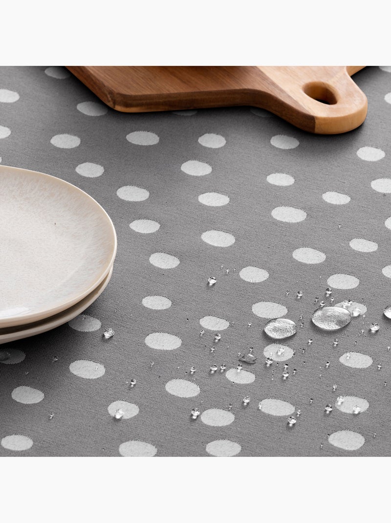 Mantel antimanchas con tejido texturizado, diseño a puntos -  Gamusi. Gris antracita - Kiabi
