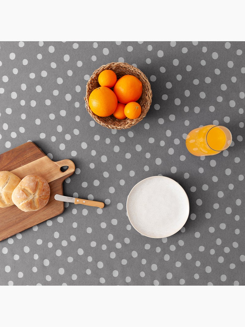 Mantel antimanchas con tejido texturizado, diseño a puntos -  Gamusi. Gris antracita - Kiabi