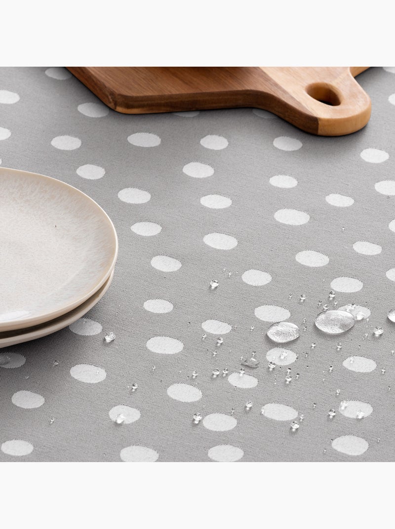 Mantel antimanchas con tejido texturizado, diseño a puntos -  Gamusi. Gris claro - Kiabi