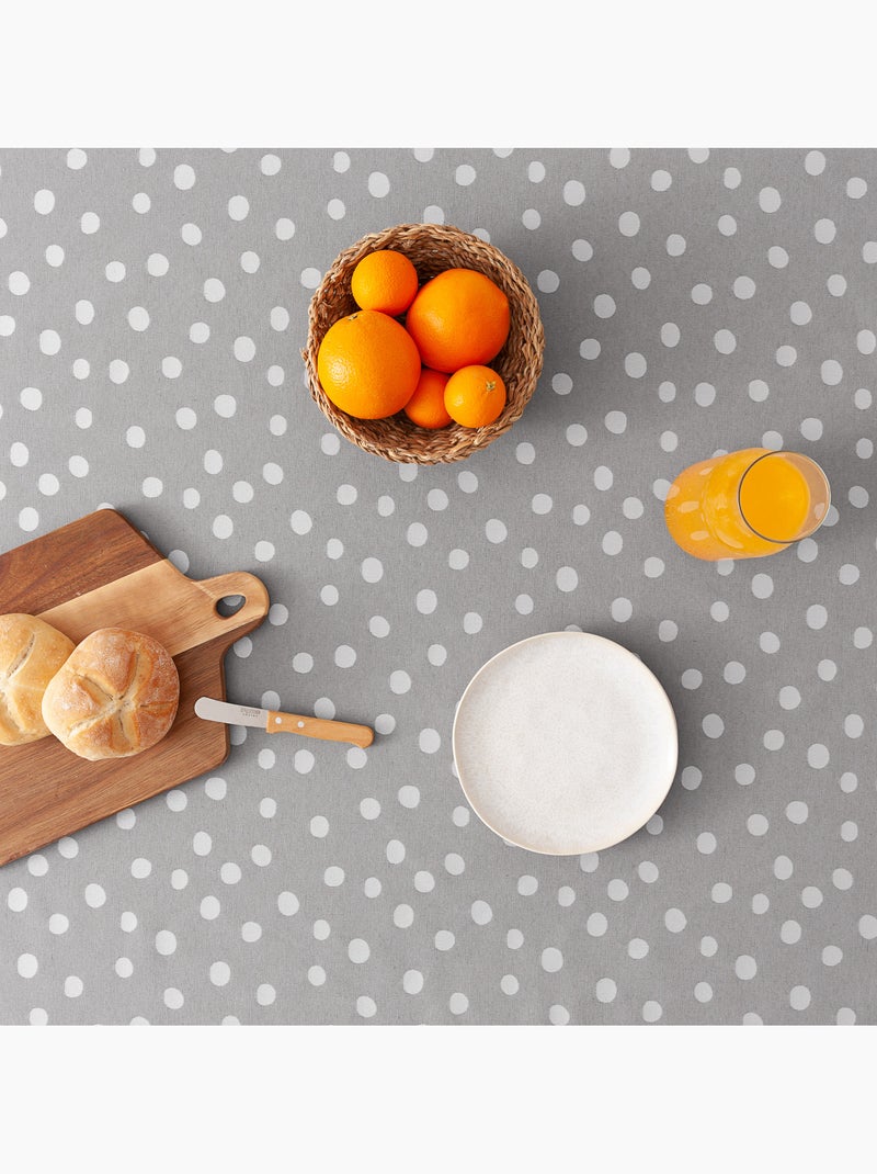 Mantel antimanchas con tejido texturizado, diseño a puntos -  Gamusi. Gris claro - Kiabi