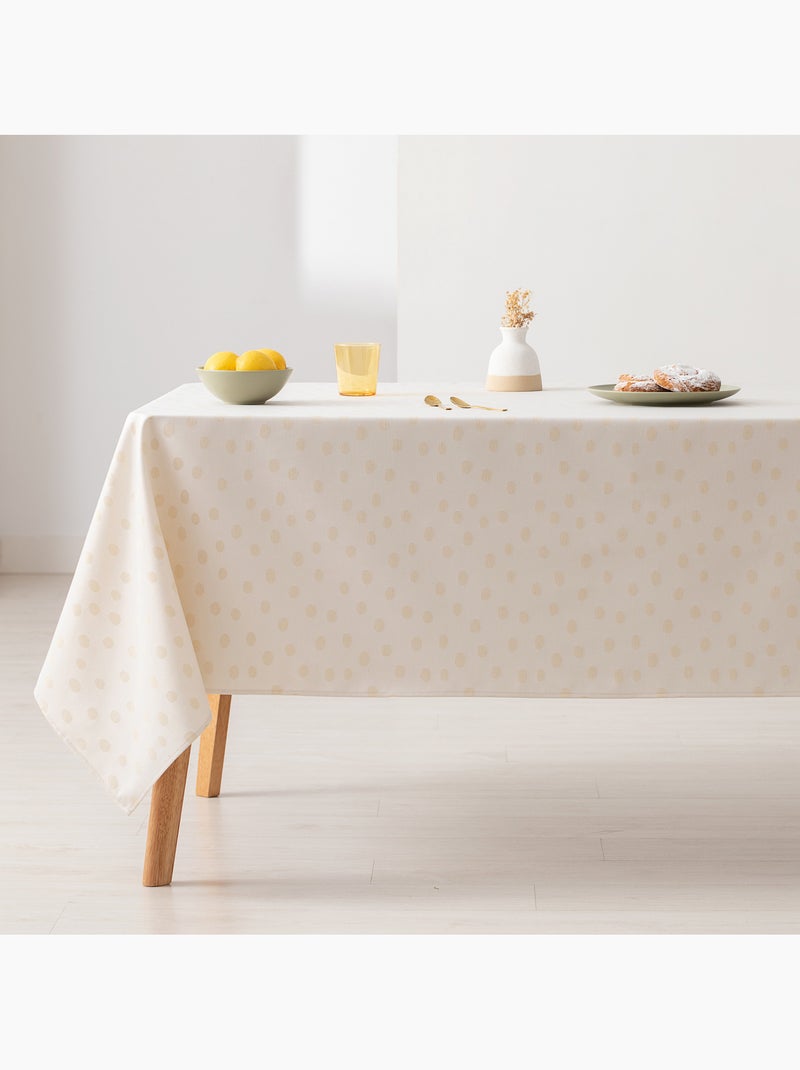 Mantel antimanchas con tejido texturizado, diseño a puntos -  Gamusi. Oro - Kiabi