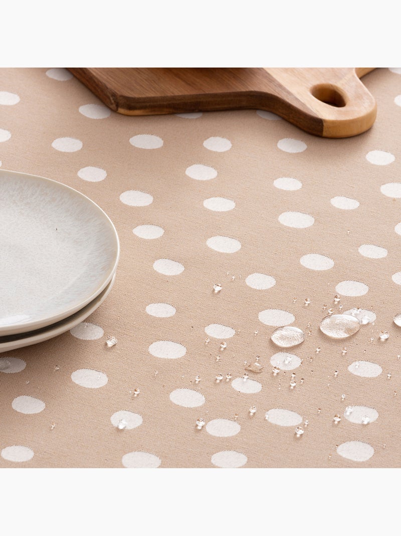 Mantel antimanchas con tejido texturizado, diseño a puntos -  Gamusi. Taupe - Kiabi