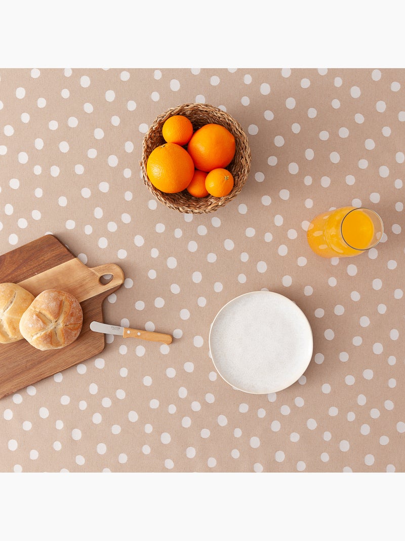 Mantel antimanchas con tejido texturizado, diseño a puntos -  Gamusi. Taupe - Kiabi