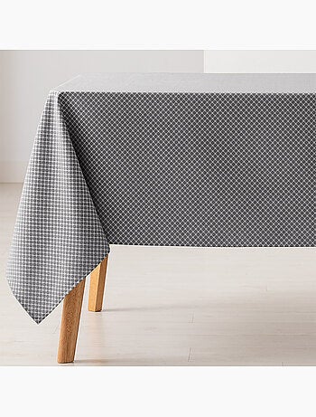 Mantel antimanchas con tejido texturizado, diseño cuadros en rejilla - Gamusi.