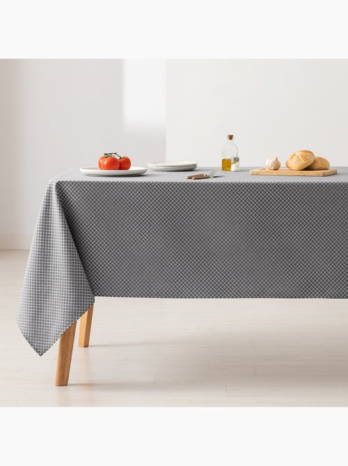 Mantel antimanchas con tejido texturizado, diseño cuadros en rejilla -  Gamusi. - Kiabi