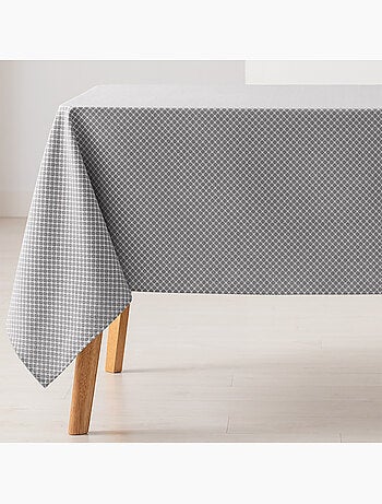 Mantel antimanchas con tejido texturizado, diseño cuadros en rejilla - Gamusi.