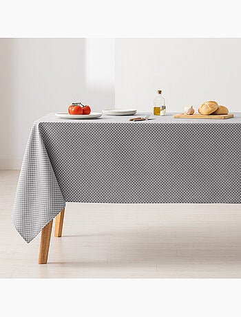 Mantel antimanchas con tejido texturizado, diseño cuadros en rejilla - Gamusi.
