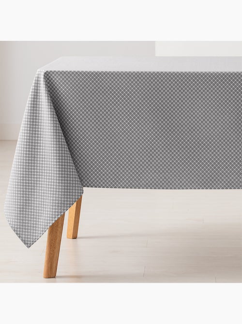 Mantel antimanchas con tejido texturizado, diseño cuadros en rejilla -  Gamusi. - Kiabi