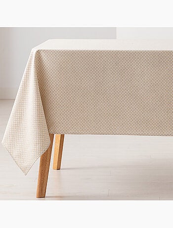 Mantel antimanchas con tejido texturizado, diseño cuadros en rejilla - Gamusi.