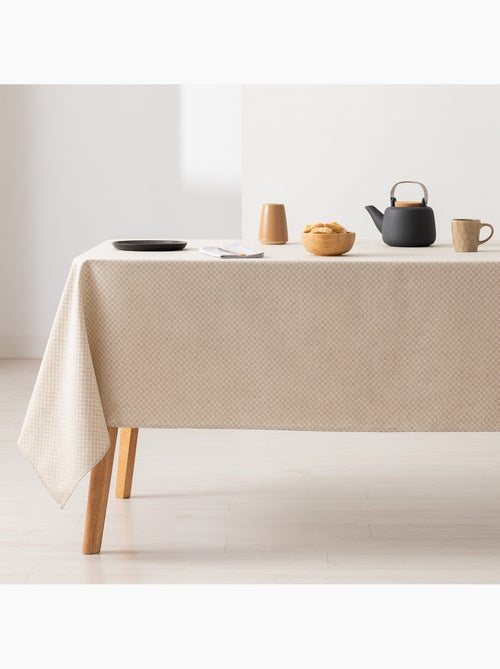 Mantel antimanchas con tejido texturizado, diseño cuadros en rejilla -  Gamusi. - Kiabi
