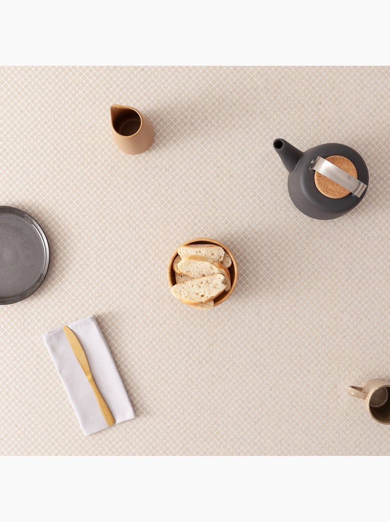 Mantel antimanchas con tejido texturizado, diseño cuadros en rejilla -  Gamusi. Lino - Kiabi