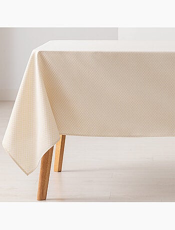 Mantel antimanchas con tejido texturizado, diseño cuadros en rejilla - Gamusi.