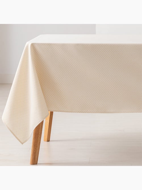 Mantel antimanchas con tejido texturizado, diseño cuadros en rejilla -  Gamusi. - Kiabi