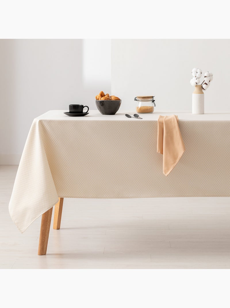 Mantel antimanchas con tejido texturizado, diseño cuadros en rejilla -  Gamusi. Oro - Kiabi