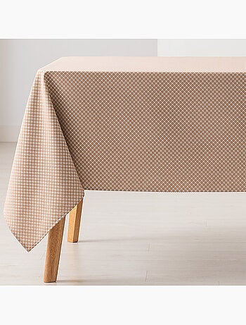 Mantel antimanchas con tejido texturizado, diseño cuadros en rejilla - Gamusi.