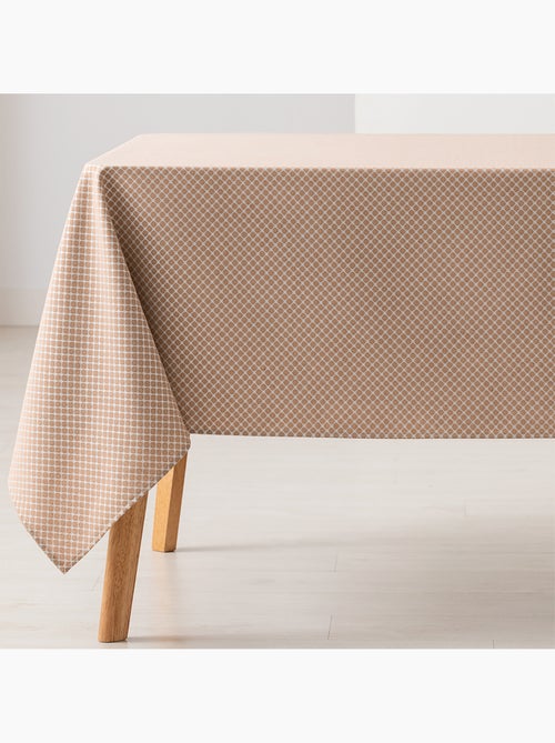 Mantel antimanchas con tejido texturizado, diseño cuadros en rejilla -  Gamusi. - Kiabi