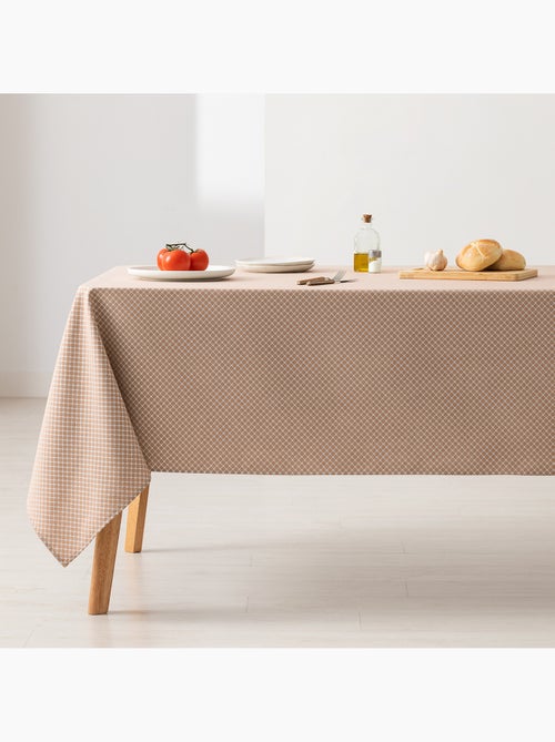 Mantel antimanchas con tejido texturizado, diseño cuadros en rejilla -  Gamusi. - Kiabi