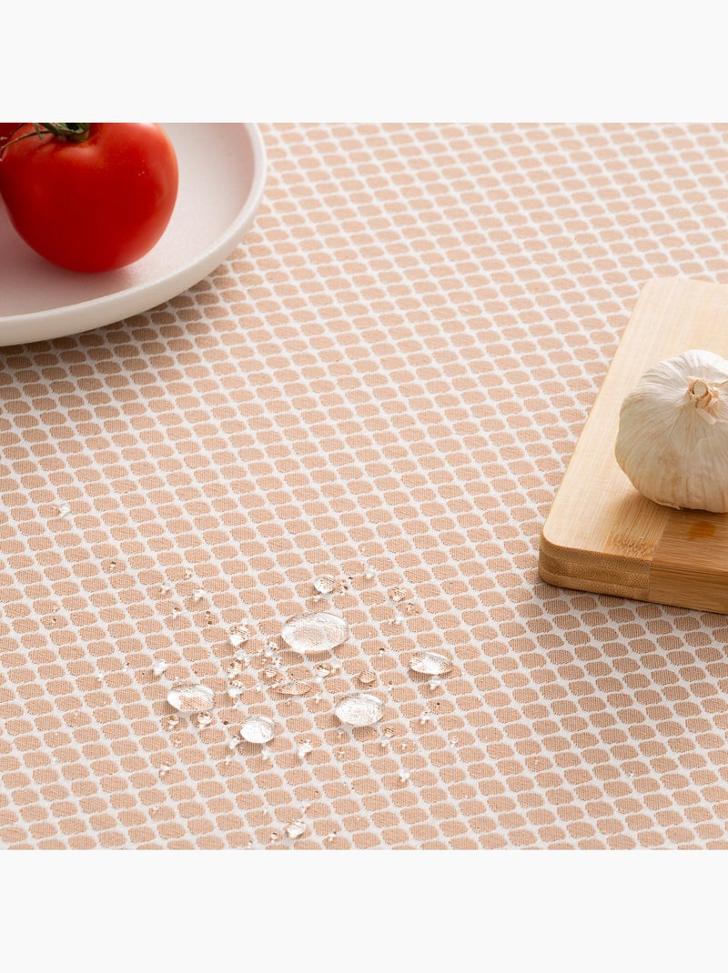 Mantel antimanchas con tejido texturizado, diseño cuadros en rejilla -  Gamusi. Taupe - Kiabi