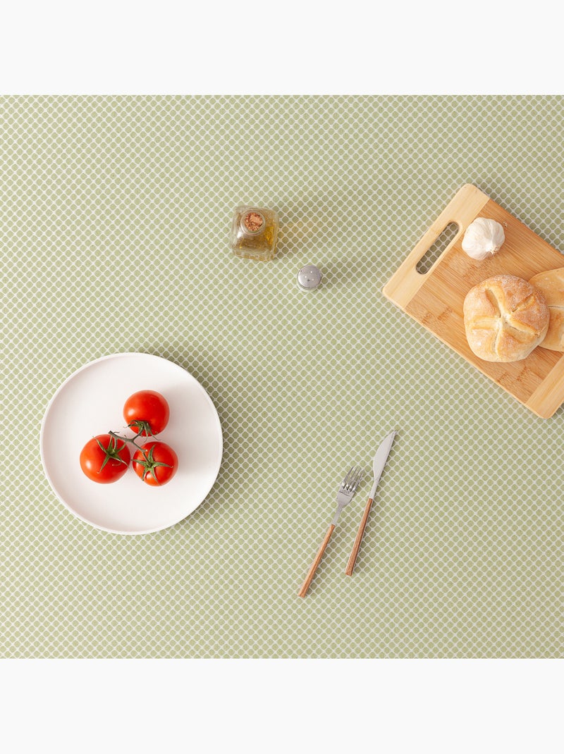 Mantel antimanchas con tejido texturizado, diseño cuadros en rejilla -  Gamusi. Verde - Kiabi