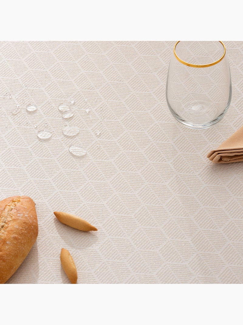 Mantel antimanchas con tejido texturizado, diseño en panal de abeja -  Gamusi. Oro - Kiabi